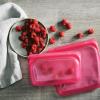 imageStasher Premium Silicone Reusable Food Storage Snack Bag Aqua Microwave Sous Vide Dishwasher Oven and Freezer Safe BPA Free Leakfree Ecofriendly 12 OzRaspberry