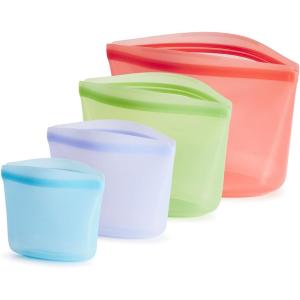 imageStasher Premium Silicone Reusable Food Storage Bags 3Pack Multi MultiUse Food Storage Bags Lunch Bag Travel Containers BPA Free Leakfree DishwasherSafe EcofriendlyBlue  Lavender  Green  Red