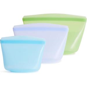 imageStasher Premium Silicone Reusable Food Storage Bags 3Pack Multi MultiUse Food Storage Bags Lunch Bag Travel Containers BPA Free Leakfree DishwasherSafe EcofriendlyBlue  Lavender  Green
