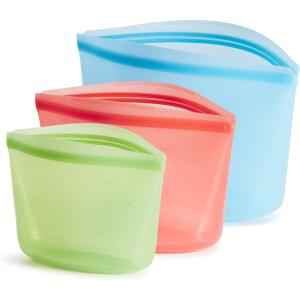 imageStasher Premium Silicone Reusable Food Storage Bags 3Pack Multi MultiUse Food Storage Bags Lunch Bag Travel Containers BPA Free Leakfree DishwasherSafe EcofriendlyGreen  Red  Blue