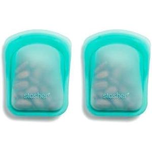 imageStasher Premium Silicone Reusable Food Storage Pocket Bag Aqua Microwave Sous Vide Dishwasher Oven and Freezer Safe BPA Free Leakfree Ecofriendly 4 OzAqua