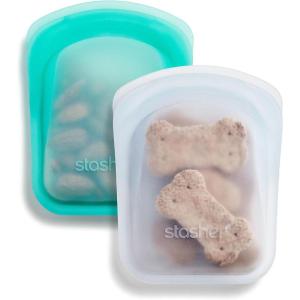 imageStasher Premium Silicone Reusable Food Storage Pocket Bag Aqua Microwave Sous Vide Dishwasher Oven and Freezer Safe BPA Free Leakfree Ecofriendly 4 OzClear  Aqua