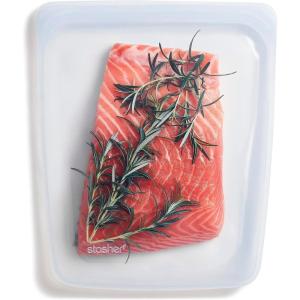 imageStasher Premium Silicone Reusable Food Storage Half Gallon Bag Red Microwave Sous Vide Dishwasher Oven and Freezer Safe BPA Free Leakfree Ecofriendly 64 OzClear