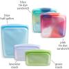 imageStasher Premium Silicone Reusable Food Storage Bags 3Pack Multi MultiUse Food Storage Bags Lunch Bag Travel Containers BPA Free Leakfree DishwasherSafe EcofriendlyTie Dye