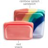 imageStasher Premium Silicone Reusable Food Storage Bags 4Pack Tie Dye Multi MultiUse Food Storage Bags Lunch Bag Travel Containers BPA Free Leakfree DishwasherSafe EcofriendlyRainbow Splash  Red