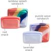 imageStasher Premium Silicone Reusable Food Storage Bags 4Pack Tie Dye Multi MultiUse Food Storage Bags Lunch Bag Travel Containers BPA Free Leakfree DishwasherSafe EcofriendlyRainbow Splash  Purple Wave  Red  Lavender