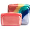 imageStasher Premium Silicone Reusable Food Storage Bags 4Pack Tie Dye Multi MultiUse Food Storage Bags Lunch Bag Travel Containers BPA Free Leakfree DishwasherSafe EcofriendlyRainbow Splash  Red