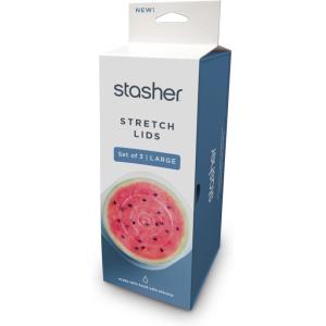 imageStasher Premium Reusable Silicone Stretch Lids 3Pack Box  Large Clear 9 Lids Airtight Seal Food Container Covers BPA Free Leakfree Dishwasher Safe Microwave Safe EcoFriendlyLarge 3Pack
