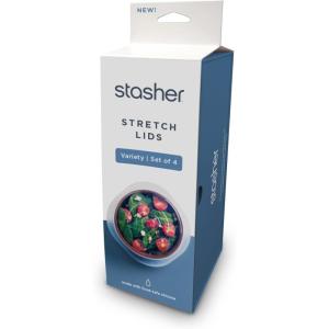 imageStasher Premium Reusable Silicone Stretch Lids Variety 4Pack Clear 9 65 45 25 Airtight Seal Food Container Covers BPA Free Leakfree Dishwasher Safe Microwave Safe EcoFriendly