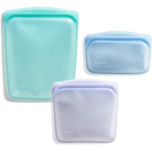imageStasher Premium Silicone Reusable Food Storage Bags 3Pack Multi MultiUse Food Storage Bags Lunch Bag Travel Containers BPA Free Leakfree DishwasherSafe EcofriendlyAqua  Blue  Lavender