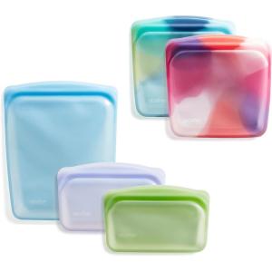 imageStasher Premium Silicone Reusable Food Storage Bags 3Pack Multi MultiUse Food Storage Bags Lunch Bag Travel Containers BPA Free Leakfree DishwasherSafe EcofriendlyTie Dye