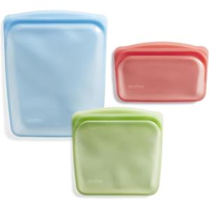 imageStasher Premium Silicone Reusable Food Storage Bags 3Pack Multi MultiUse Food Storage Bags Lunch Bag Travel Containers BPA Free Leakfree DishwasherSafe EcofriendlyGreen  Red  Blue