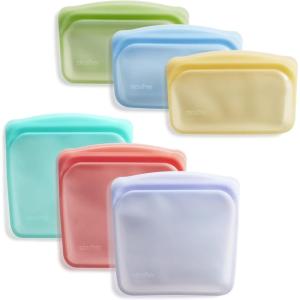 imageStasher Premium Silicone Reusable Food Storage Bags 4Pack Tie Dye Multi MultiUse Food Storage Bags Lunch Bag Travel Containers BPA Free Leakfree DishwasherSafe EcofriendlyAqua  Red  Lavender  Yellow  Green  Blue