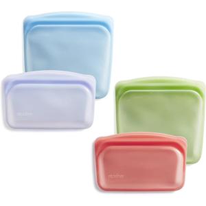 imageStasher Premium Silicone Reusable Food Storage Bags 4Pack Tie Dye Multi MultiUse Food Storage Bags Lunch Bag Travel Containers BPA Free Leakfree DishwasherSafe EcofriendlyGreen  Blue  Lavender  Red