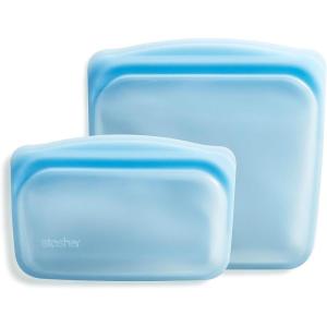 imageStasher Premium Silicone Reusable Food Storage Bags 4Pack Tie Dye Multi MultiUse Food Storage Bags Lunch Bag Travel Containers BPA Free Leakfree DishwasherSafe EcofriendlyBlue