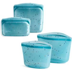 imageStasher Premium Silicone Reusable Food Storage Bags 6Pack Multi MultiUse Food Storage Bags Lunch Bag Travel Containers BPA Free Leakfree DishwasherSafe EcofriendlySea Spray