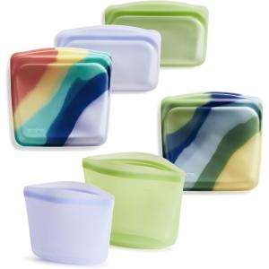 imageStasher Premium Silicone Reusable Food Storage Bags 6Pack Multi MultiUse Food Storage Bags Lunch Bag Travel Containers BPA Free Leakfree DishwasherSafe EcofriendlyRainbow Splash  Blue Current  Green  Lavender