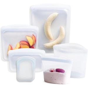 imageStasher Premium Silicone Reusable Food Storage Bags 6Pack Starter Kit Sea Spray MultiUse Food Storage Bags Lunch Bag Travel Containers BPA Free Leakfree DishwasherSafe EcofriendlyClear
