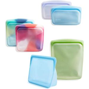 imageStasher Premium Silicone Reusable Food Storage Bags 6Pack Tie Dye Multi MultiUse Food Storage Bags Lunch Bag Travel Containers BPA Free Leakfree DishwasherSafe EcofriendlyTie Dye