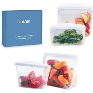 imageStasher Premium Silicone Reusable Food Storage Bags and Stretch Lids 10Pack Clear Airtight Seal Food Containers ampamp Covers Boxed Starter Kit BPA Free Leakfree Dishwasher Safe EcoFriendly4Pack