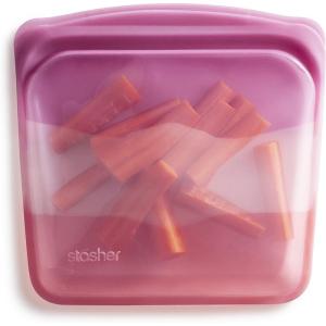 imageStasher Premium Silicone Reusable Food Storage Sandwich Bag Purple Microwave Sous Vide Dishwasher Oven and Freezer Safe BPA Free Leakfree Ecofriendly 28 OzCoral Triangle